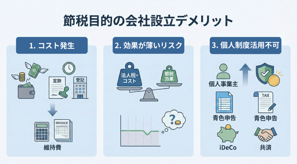 会社設立の節税デメリット
